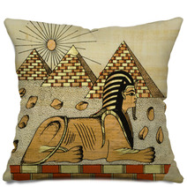 Egyptian Papyrus With Scene Of The Sphinx Pillows 5874080