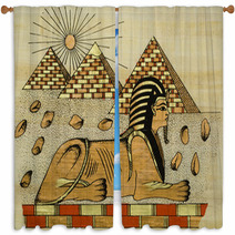 Egyptian Papyrus With Scene Of The Sphinx Window Curtains 5874080