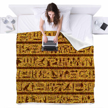 Egyptian Seamless Hieroglyphs Pattern Blankets 31847994