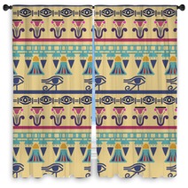 Egyptian Vintage Ethnic Seamless Pattern Window Curtains 114113341