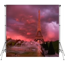 Eiffel Tower On A Sunset Half Lit With Last Rays Of The Setting Sun Backdrops 138152253