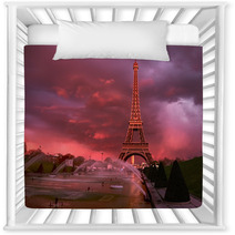 Eiffel Tower On A Sunset Half Lit With Last Rays Of The Setting Sun Nursery Decor 138152253