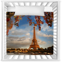 Eiffel Tower With Autumn Leaves In Paris, France Nursery Decor 54161197