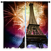 Eiffel With Fireworks Window Curtains 27777432