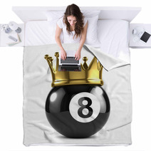 Eight Ball With Gold Crown Blankets 46927007