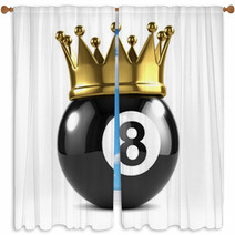 Eight Ball With Gold Crown Window Curtains 46927007