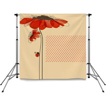 Elegant Vector Card With Flowers And Cute Ladybug Backdrops 45451445