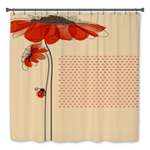 Elegant Vector Card With Flowers And Cute Ladybug Bath Decor 45451445