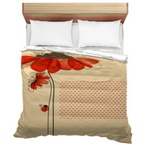 Elegant Vector Card With Flowers And Cute Ladybug Bedding 45451445