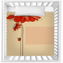 Elegant Vector Card With Flowers And Cute Ladybug Nursery Decor 45451445