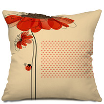 Elegant Vector Card With Flowers And Cute Ladybug Pillows 45451445