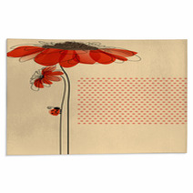 Elegant Vector Card With Flowers And Cute Ladybug Rugs 45451445