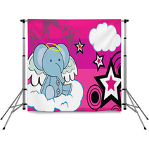 Elephant Angel Cartoon Background Backdrops 31998319