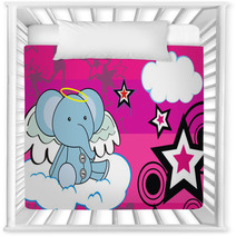 Elephant Angel Cartoon Background Nursery Decor 31998319