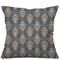 Embroidery Colorful Simplified Ethnic Tracery And Skull Pattern Vector Traditional Folk Bone Ornament On Background For Design Boho Chic Pillows 234518185
