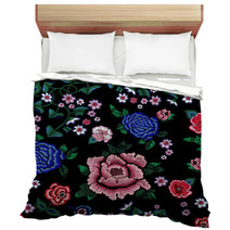 Embroidery Ethnic Seamless Pattern With Simplify Roses And Peonies Bedding 180507883