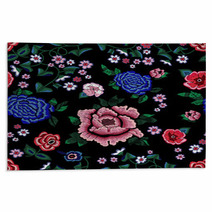Embroidery Ethnic Seamless Pattern With Simplify Roses And Peonies Rugs 180507883