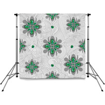 Emerald Flowers Pattern Backdrops 53487566