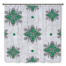 Emerald Flowers Pattern Bath Decor 53487566