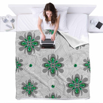 Emerald Flowers Pattern Blankets 53487566