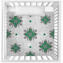 Emerald Flowers Pattern Nursery Decor 53487566