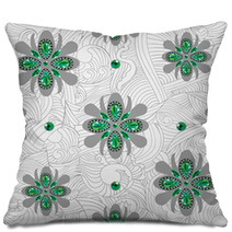 Emerald Flowers Pattern Pillows 53487566