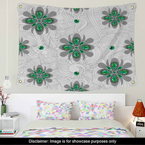 Emerald Flowers Pattern Wall Art 53487566