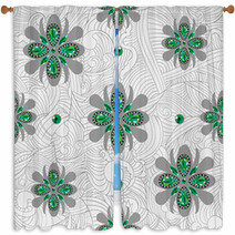 Emerald Flowers Pattern Window Curtains 53487566