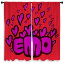 Emo Hearts Window Curtains 53286559