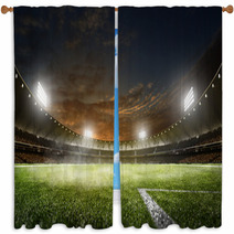 Empty Night Grand Soccer Arena In Lights Window Curtains 98469675