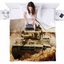 Enemy Tanks Moving In The Desert Blankets 80029249