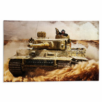 Enemy Tanks Moving In The Desert Rugs 80029249