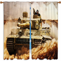 Enemy Tanks Moving In The Desert Window Curtains 80029249