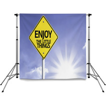 Enjoy The Little Things Road Sign With Sun Background Backdrops 67877577