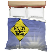 Enjoy The Little Things Road Sign With Sun Background Bedding 67877577