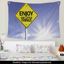 Enjoy The Little Things Road Sign With Sun Background Wall Art 67877577