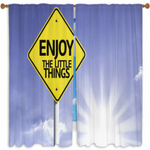 Enjoy The Little Things Road Sign With Sun Background Window Curtains 67877577