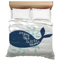 Enjoy The Little Things Vector Background With Whale Brush Hand Lettering Bedding 124847280