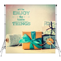 Enjoy The Little Things With Blue Handmade Gift Boxes Backdrops 73332997