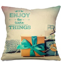 Enjoy The Little Things With Blue Handmade Gift Boxes Pillows 73332997