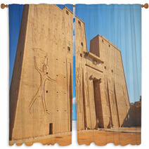 Entrance To The Horus Temple  Edfu Egypt  Window Curtains 56417571