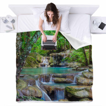 Erawan Waterfall Blankets 54195461