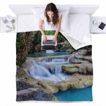 Erawan Waterfall, Kanchanaburi, Thailand Blankets 60730656