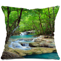 Erawan Waterfall, Kanchanaburi, Thailand Pillows 35935775
