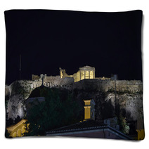 Erechtheion Illuminated, Athens Acropolis Greece Blankets 67480608