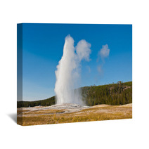 Eruption Of Old Faithful Geyser At Yellowstone National Park Wall Art 51528322