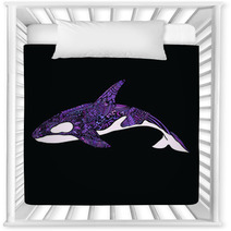 Ethnic Animal Doodle Detail Pattern Killer Whale Zentangle Illustration Nursery Decor 123895996