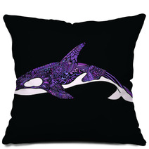 Ethnic Animal Doodle Detail Pattern Killer Whale Zentangle Illustration Pillows 123895996