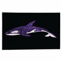 Ethnic Animal Doodle Detail Pattern Killer Whale Zentangle Illustration Rugs 123895996