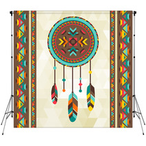 Ethnic Background With Dreamcatcher In Navajo Design. Backdrops 61943153